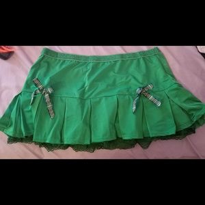 Green mini skirt